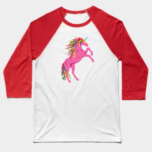 Rainbow Maned Pink Pride Unicorn Baseball T-Shirt